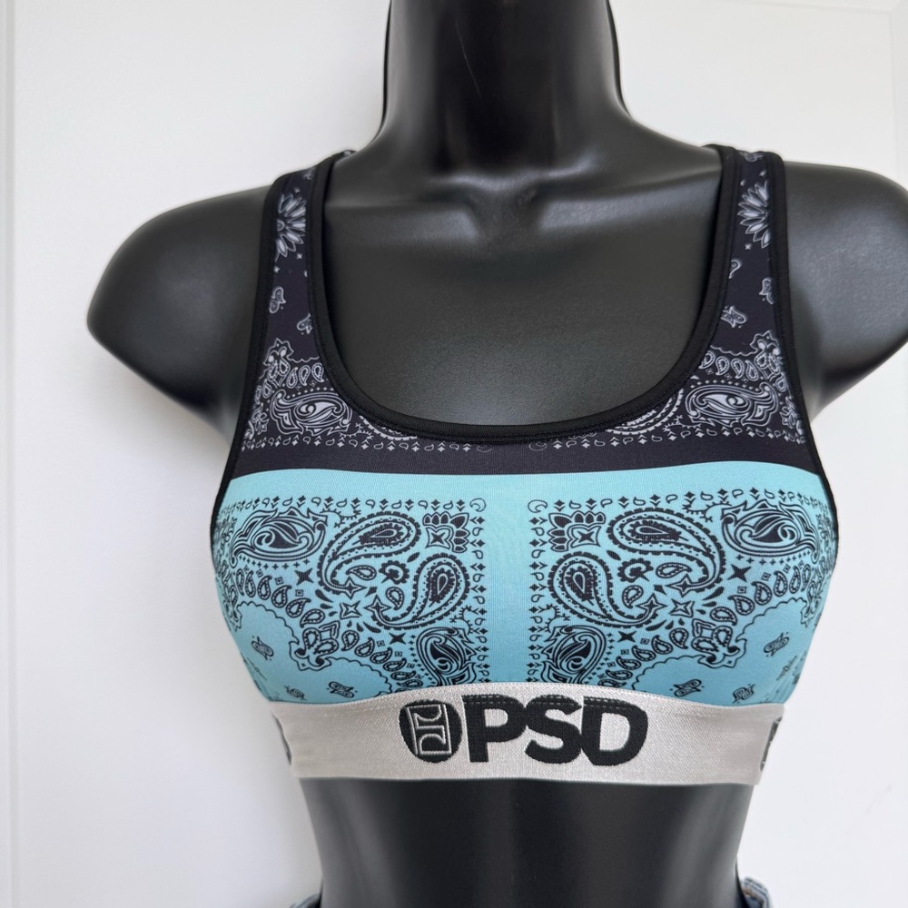 PSD Women's Paisley Sports Bra - Black and Teal (Small)